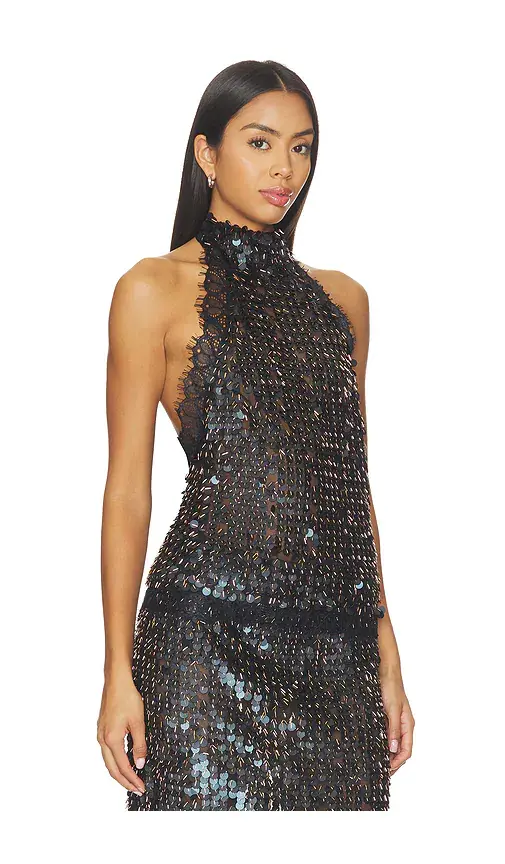 SIEDRÉS Darcy Sequin Embellished Lace Top | Thumbnail 2