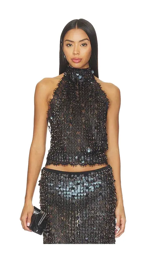SIEDRÉS Darcy Sequin Embellished Lace Top
