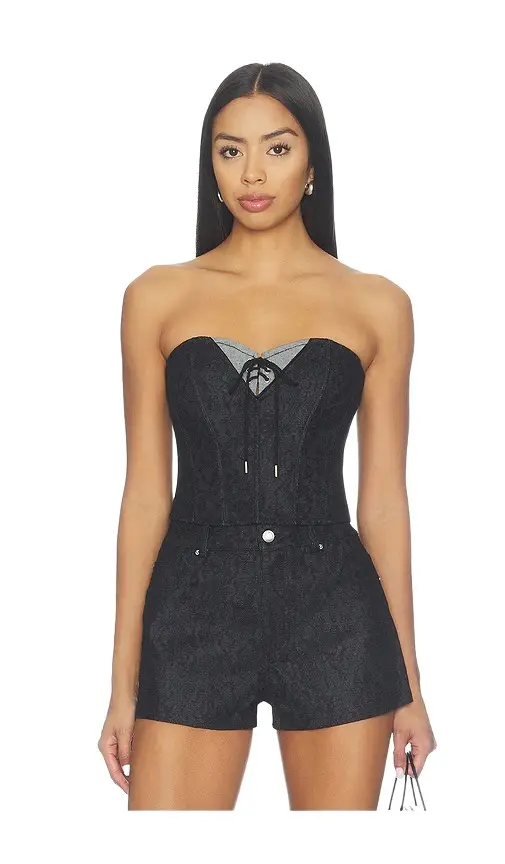 Fleur du Mal Lace Denim Bustier