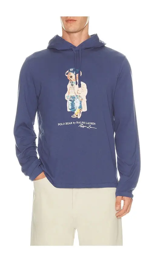 Polo Ralph Lauren Long Sleeve Jersey Knit Litchfield Bear Graphic T-Shirt with Hood