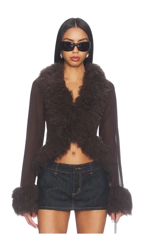 x REVOLVE Simone Faux Fur Cardigan