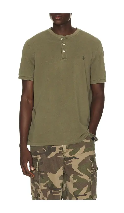 Short Sleeve Garment Dyed Featherweight Mesh Henley T-Shirt Short Sleeve Garment Dyed Featherweight Mesh Henley T-Shirt