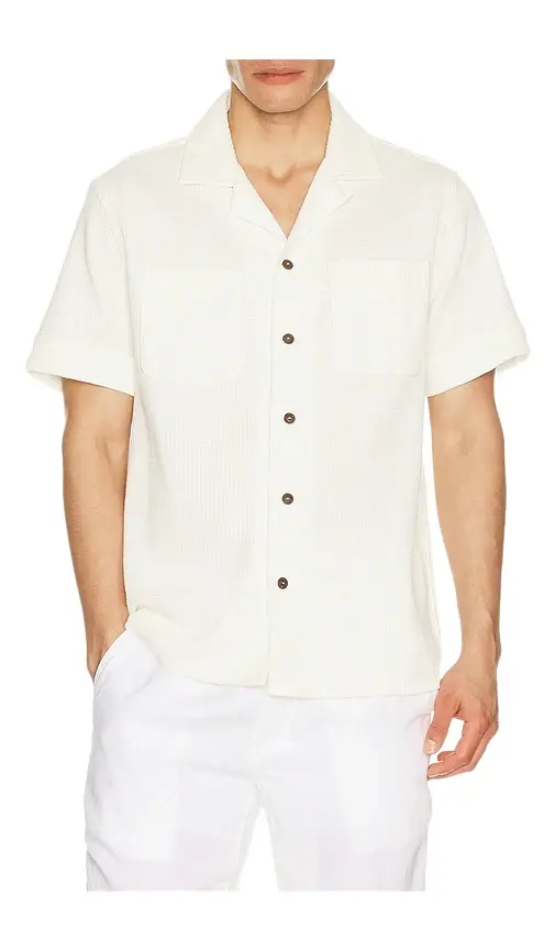 Waffle Knit Cotton Linen Camp Shirt Waffle Knit Cotton Linen Camp Shirt