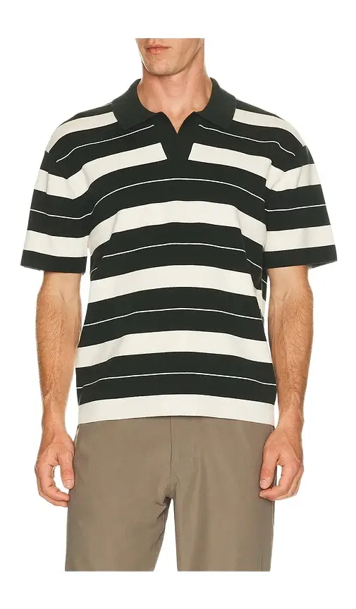 Knit Stripe Short Sleeve Polo Shirt Knit Stripe Short Sleeve Polo Shirt