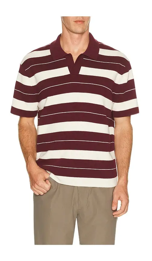 Knit Stripe Short Sleeve Polo Shirt Knit Stripe Short Sleeve Polo Shirt