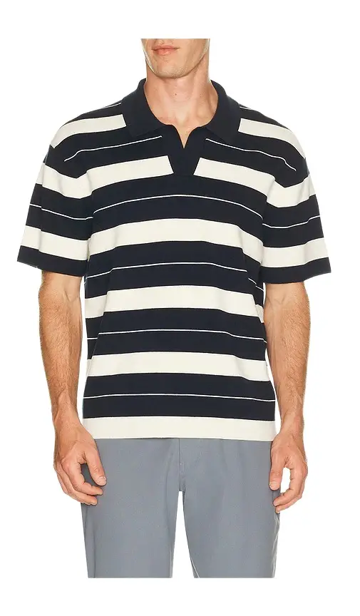 Knit Stripe Short Sleeve Polo Shirt Knit Stripe Short Sleeve Polo Shirt