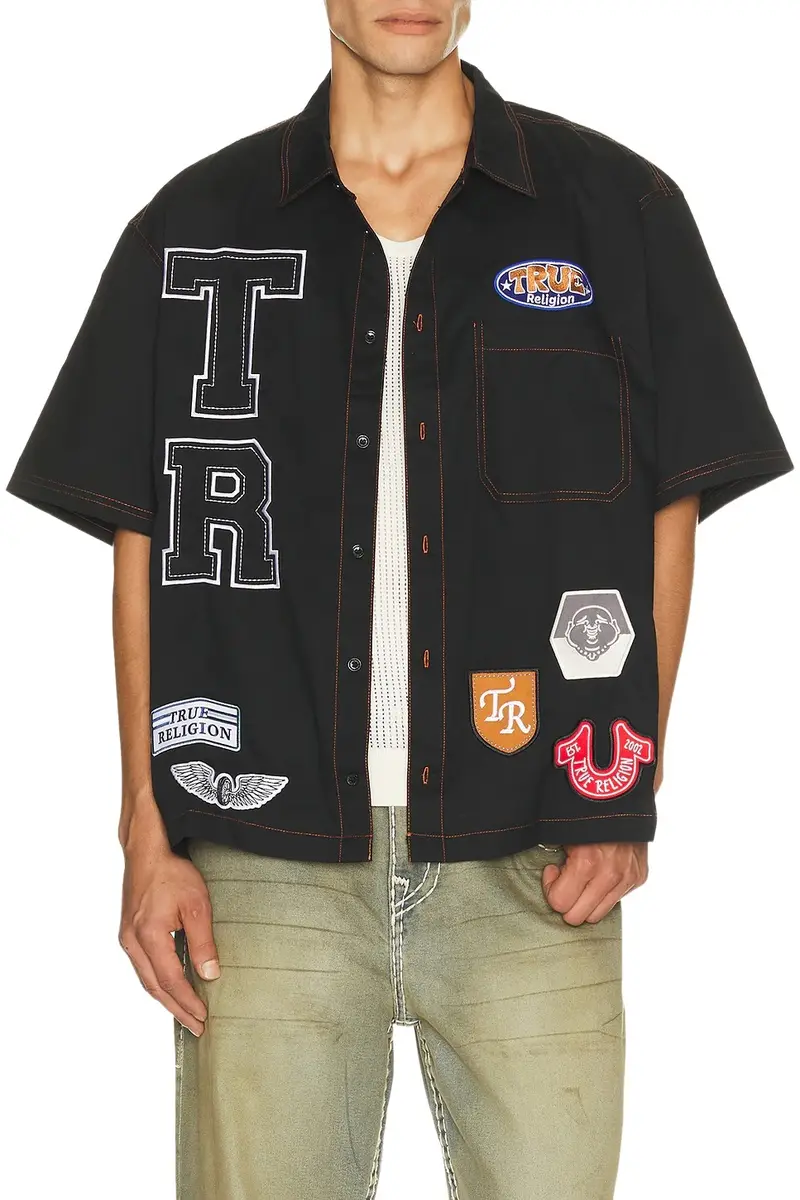 Short Sleeve Patchwork Shirt
