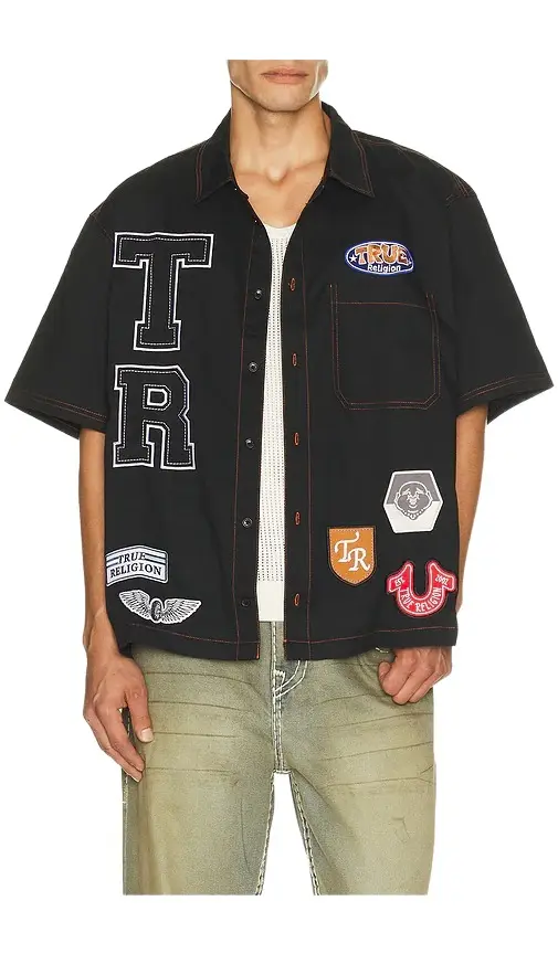 Short Sleeve Patchwork Shirt Short Sleeve Patchwork Shirt