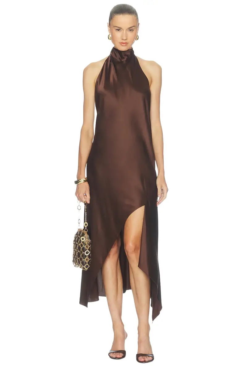The Neck Silk Dress