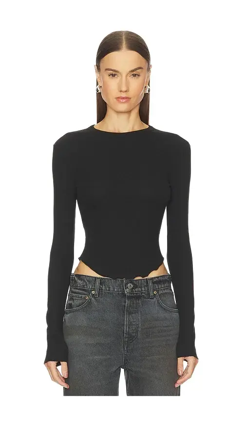 GRLFRND Scoop Hem Long Sleeve Tee