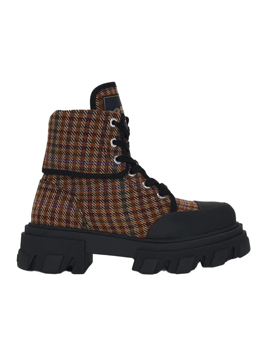 Ganni Cleated Canvas Wool Boot