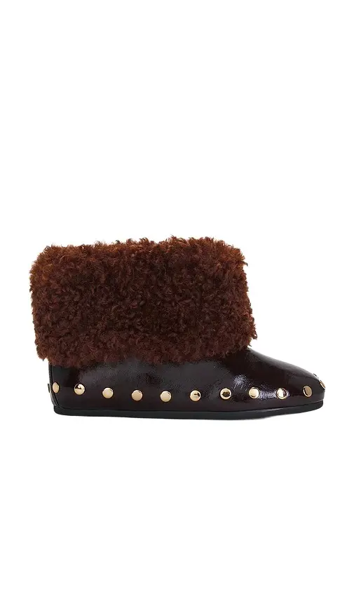 Ganni Jenny Low Boot Deep Shine Faux Fur
