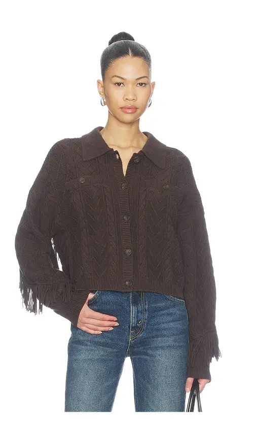 Phoebe Cable Fringe Sweater Cardigan Phoebe Cable Fringe Sweater Cardigan