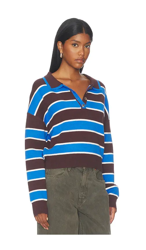 525 America Vera Double Johnny Collar Rugby Stripe Pullover Sweater | Thumbnail 2 525 America Vera Double Johnny Collar Rugby Stripe Pullover Sweater | Thumbnail 2