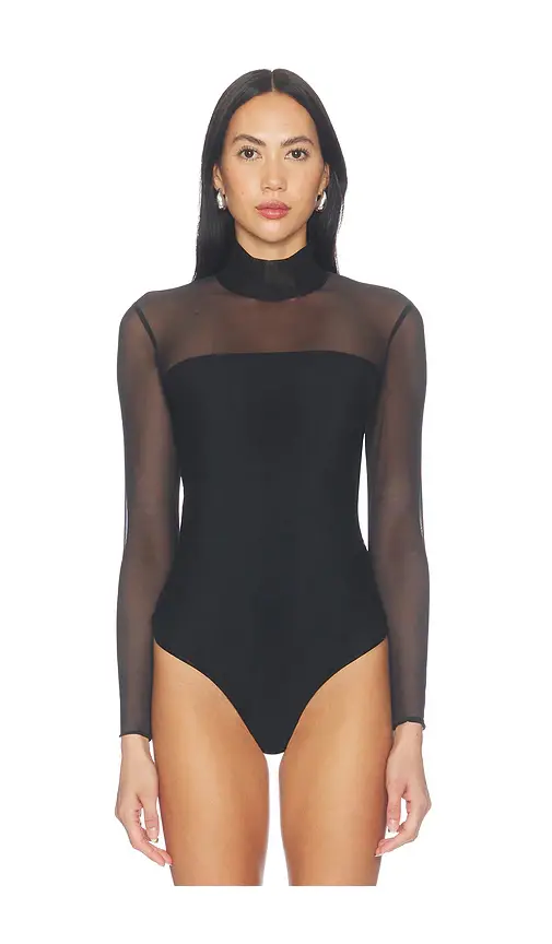 Commando Chic Mesh Mockneck Covered Bodysuit | Thumbnail 2 Commando Chic Mesh Mockneck Covered Bodysuit | Thumbnail 2