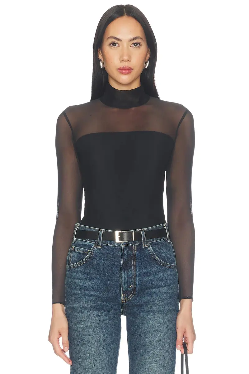 Commando Chic Mesh Mockneck Covered Bodysuit