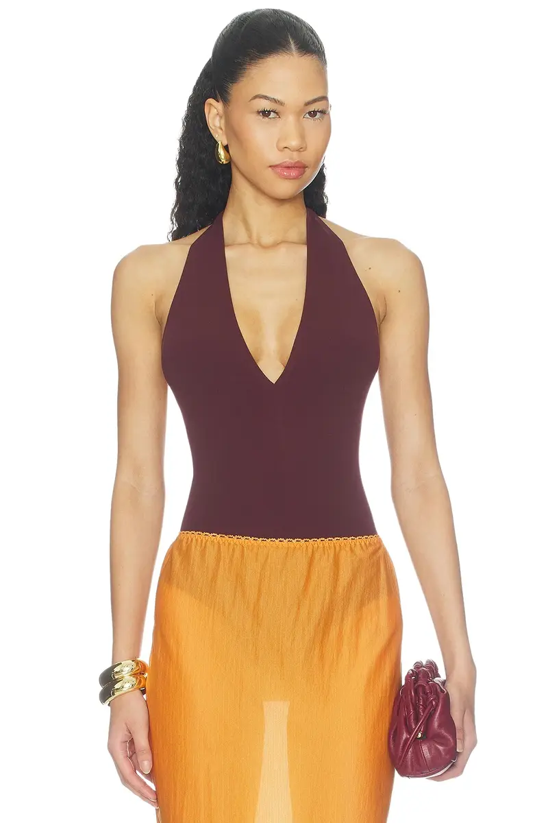 Commando Ballet Deep Plunge Halter Bodysuit