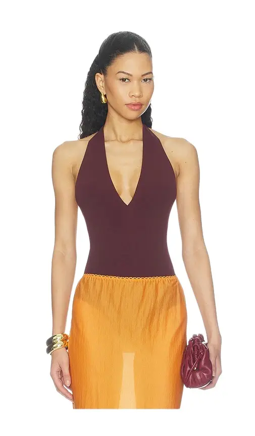 Ballet Deep Plunge Halter Bodysuit Ballet Deep Plunge Halter Bodysuit