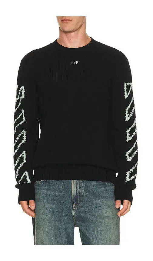Off-White Fuzzy Knit Crew Neck Sweater | Thumbnail 2 Off-White Fuzzy Knit Crew Neck Sweater | Thumbnail 2