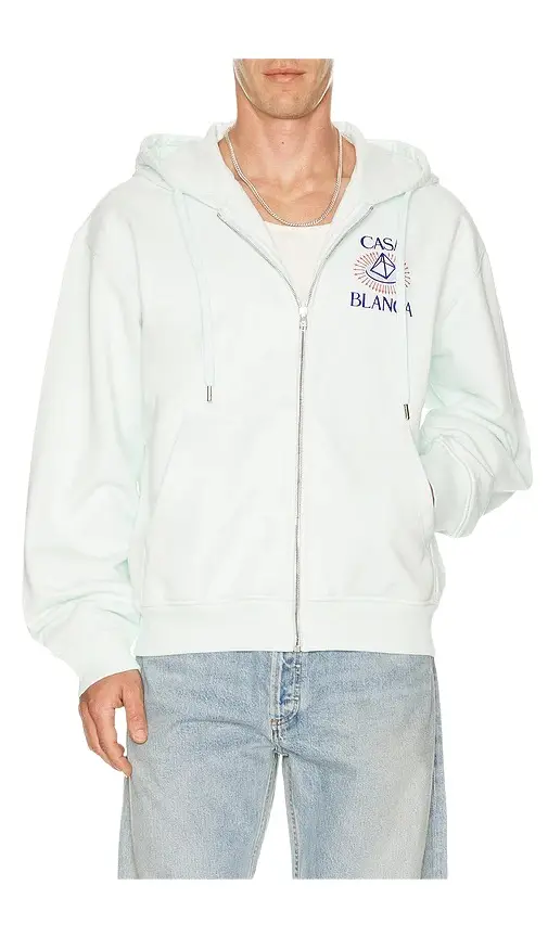 Celestial Pyramid Flock Printed Classic Zip Up Hoodie