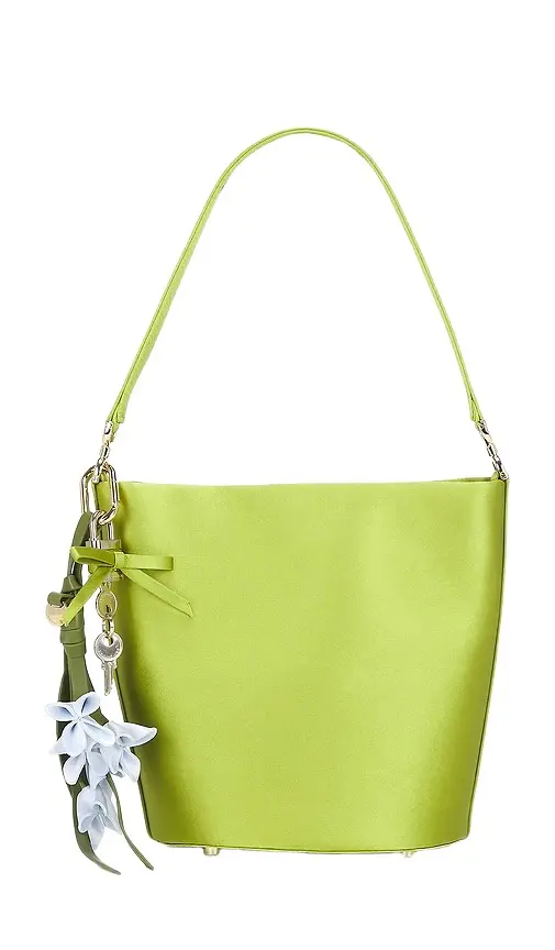 Self-Portrait Green Satin Bucket Bag