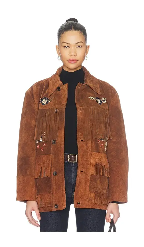 Found Hand Embroidered Suede Fringe Jacket