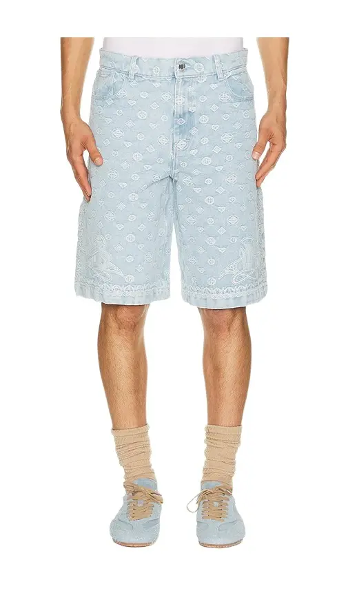Carpet Jacquard Baggy Denim Shorts