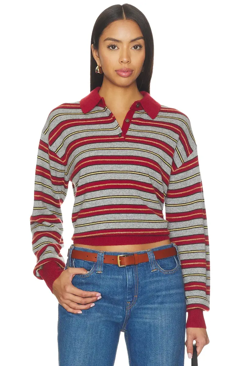 Collegiate Stripe Polo Sweater Collegiate Stripe Polo Sweater