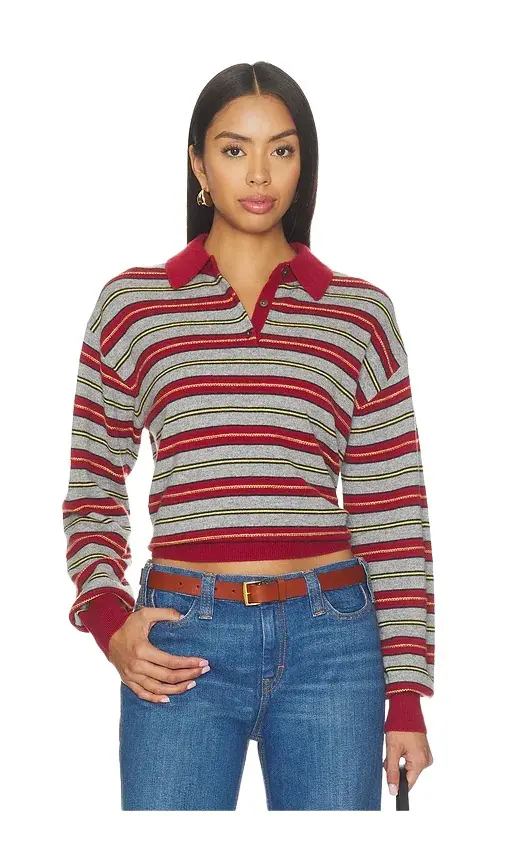 Guest In Residence Collegiate Stripe Polo Sweater