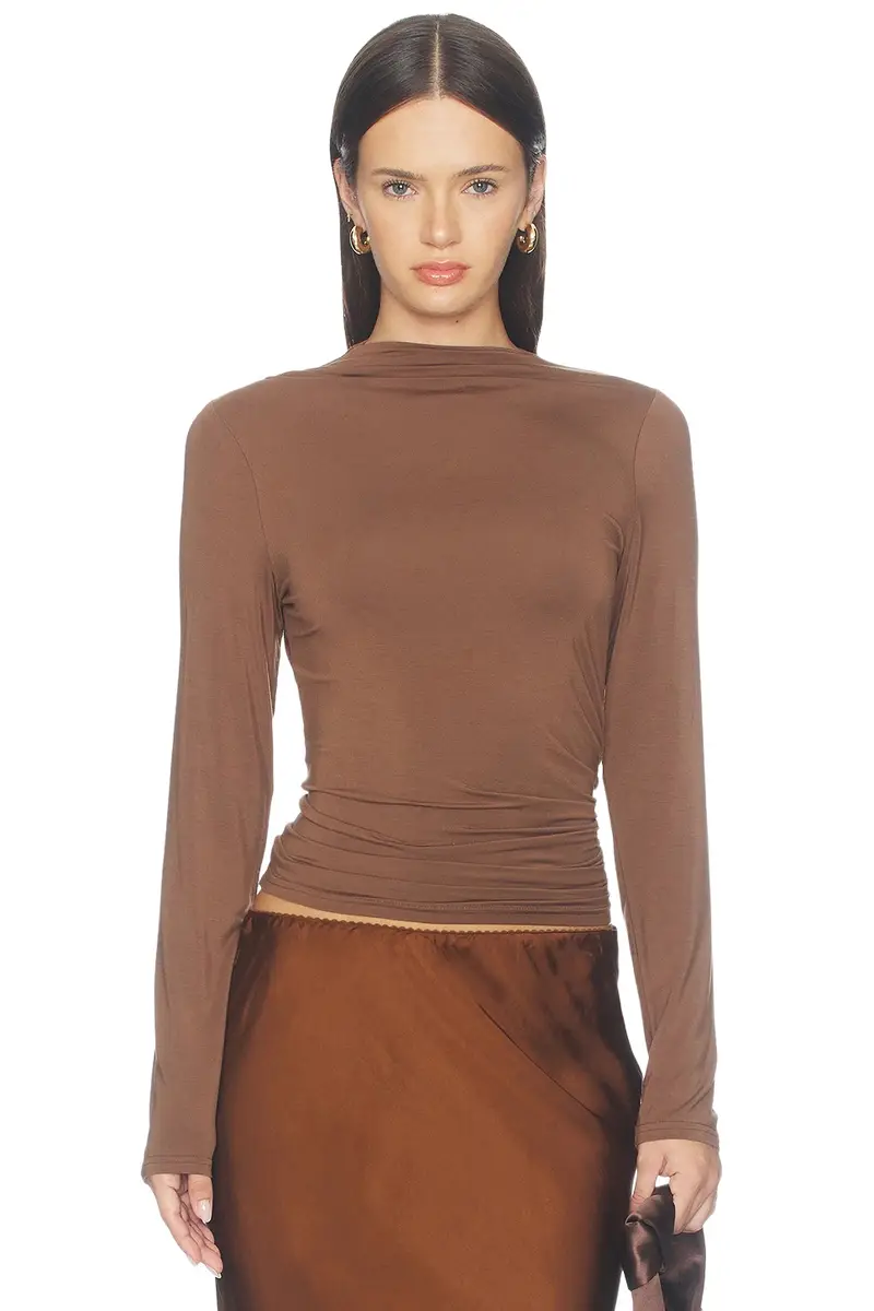Pistola Nathalia Long Sleeve Draped Mock Neck Tee