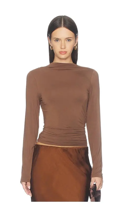Pistola Nathalia Long Sleeve Draped Mock Neck Tee
