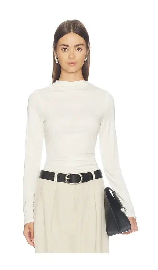 Pistola Nathalia Long Sleeve Draped Mock Neck Top