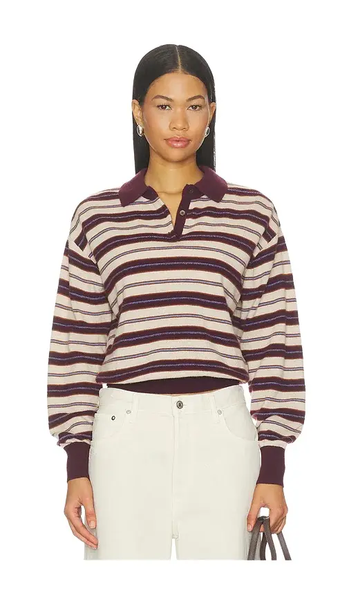 Guest In Residence Collegiate Stripe Polo Sweater