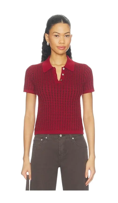 Guest In Residence Shrunken Waffle Polo Top
