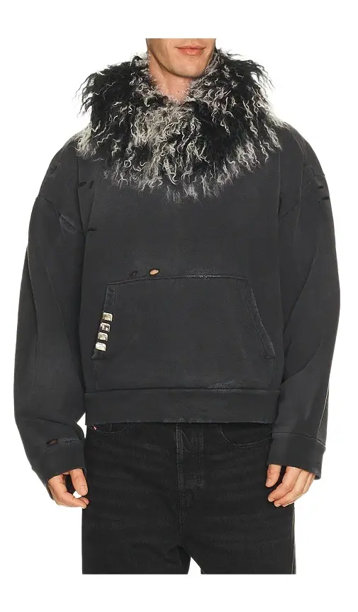 Thrashed Sweatshirt With Detachable Hood Thrashed Sweatshirt With Detachable Hood