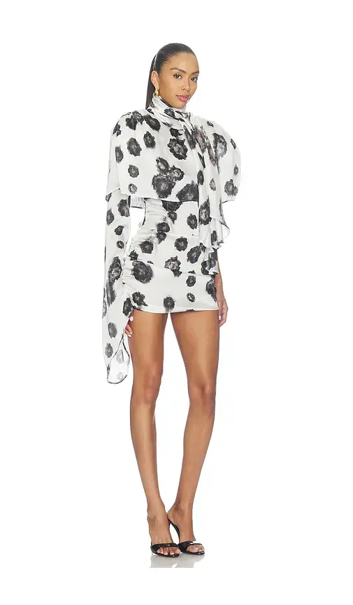 Rowen Rose Draped Mini Dress With Cape | Thumbnail 2 Rowen Rose Draped Mini Dress With Cape | Thumbnail 2