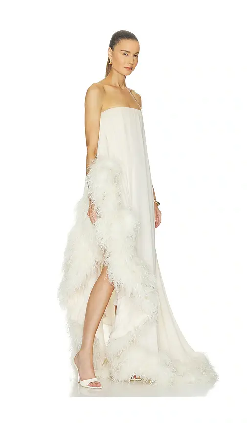 Bronx and Banco Strapless Chiffon Gown With Feather Trim | Thumbnail 2 Bronx and Banco Strapless Chiffon Gown With Feather Trim | Thumbnail 2