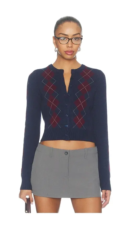 525 America Serena Intarsia Argyle Cardigan