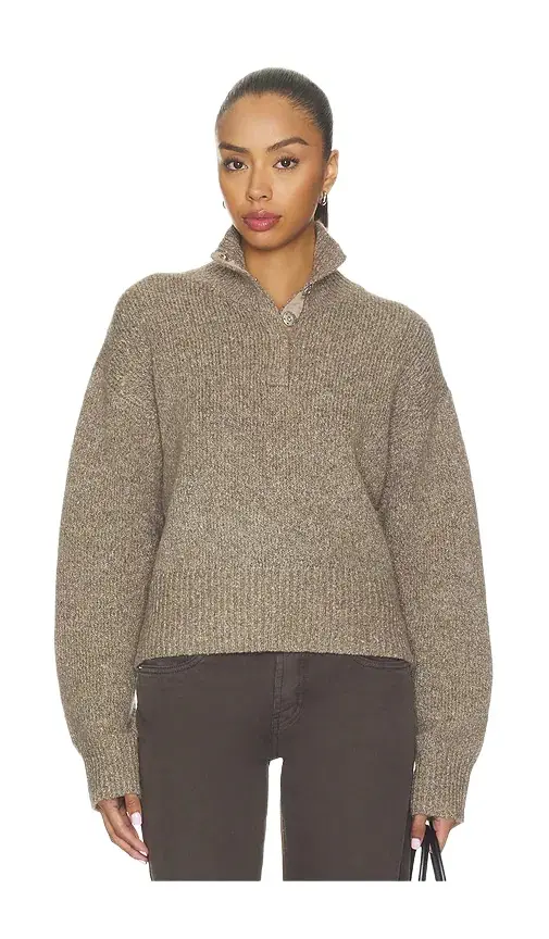 Boxy Snap Front Henley Sweater Boxy Snap Front Henley Sweater