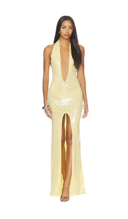 Sketch-Y Media Gown With Train