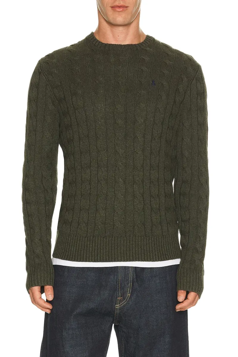 Cotton Cable Knit Crewneck Sweater