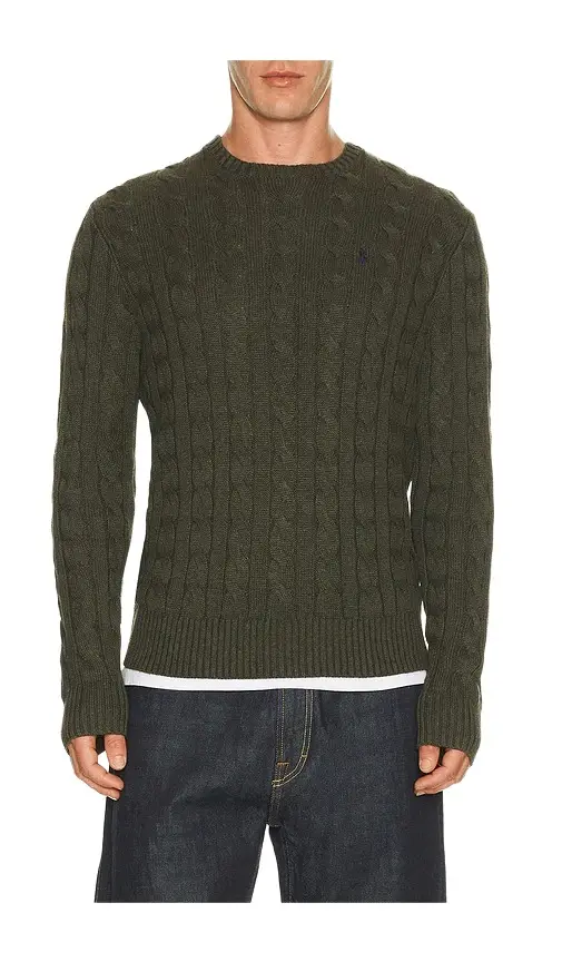Cotton Cable Knit Crewneck Sweater