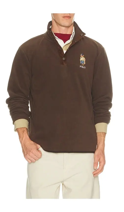 Polo Ralph Lauren Poly Fleece Litchfield Bear Snap Mockneck Pullover