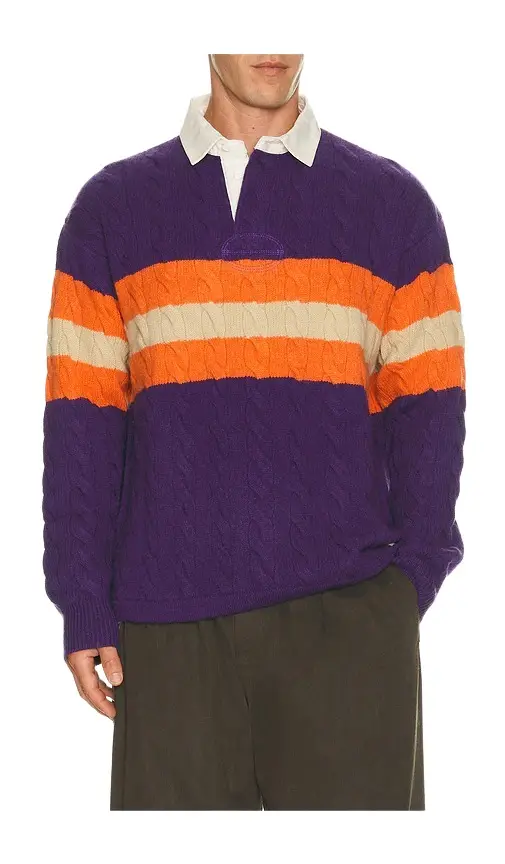 Polo Ralph Lauren Wool Blend Cable Knit Rugby Polo Sweater