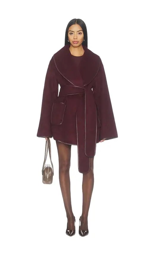 Dulcetta Wool Coat With Leather Piping Dulcetta Wool Coat With Leather Piping