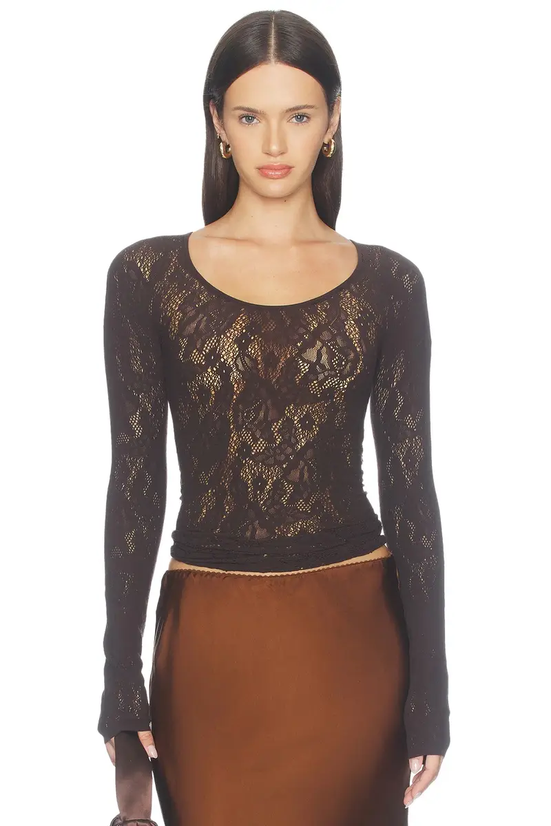 Wolford Infinite Rose Net Long Sleeve Top