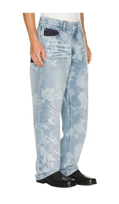 Ryoko Rain Laser Engraved Floral Jeans
