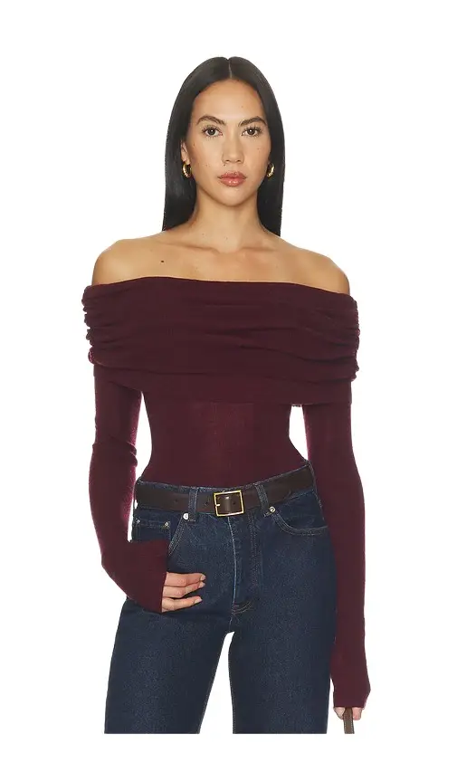 susana monaco Light Merino Off Shoulder Sweater