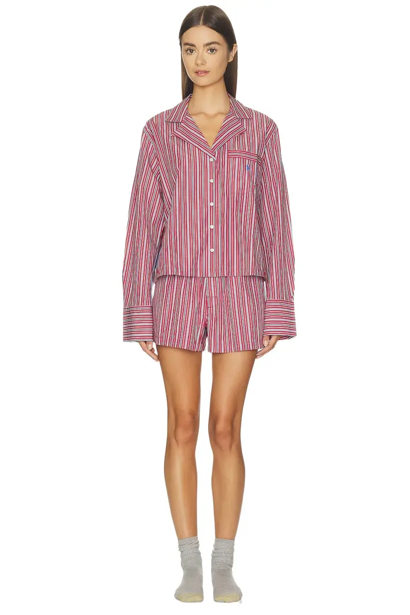 Sleep Shirting Stripes Crop & Boxer Set Sleep Shirting Stripes Crop & Boxer Set