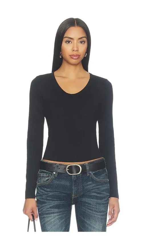 perfectwhitetee Shaya Long Sleeve V Neck Tee